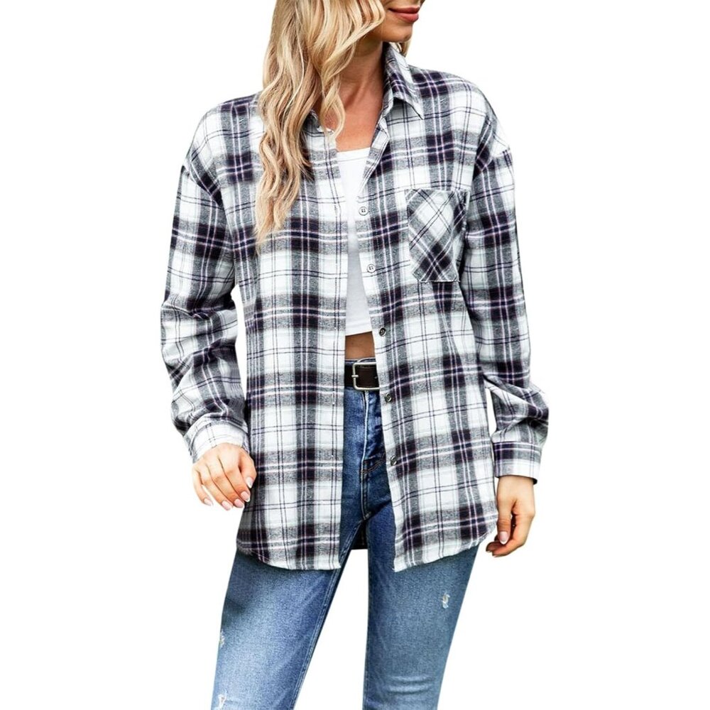 Romeo + Juliet Couture Womens Plaid Button-Up Shirt Dress Black/White Size M